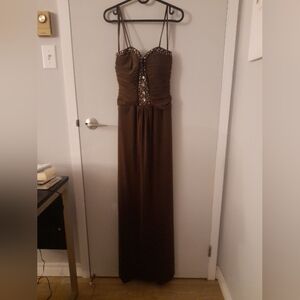 BCBG Brown Maxi Dress with Studded Detail